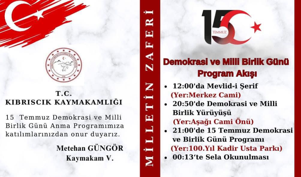 Milletin Zaferi! 🇹🇷  15 Temmuz Demokrasi ve Milli Birlik Günü programlarımıza tüm vatandaşlarımız davetlidir.